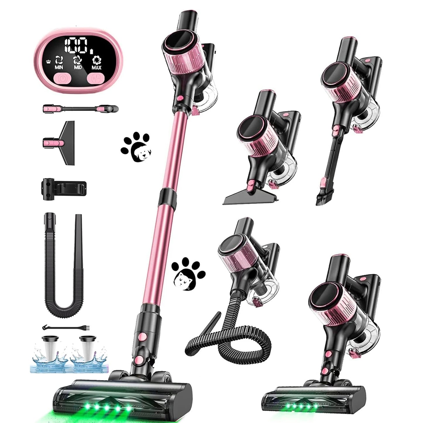 Cordless Vacuum Cleaner, 40Kpa/500W/45min 10 in 1 Powerful Stick Vacuum Cleaner for Home Pet Hair/Hard Floor/Carpet