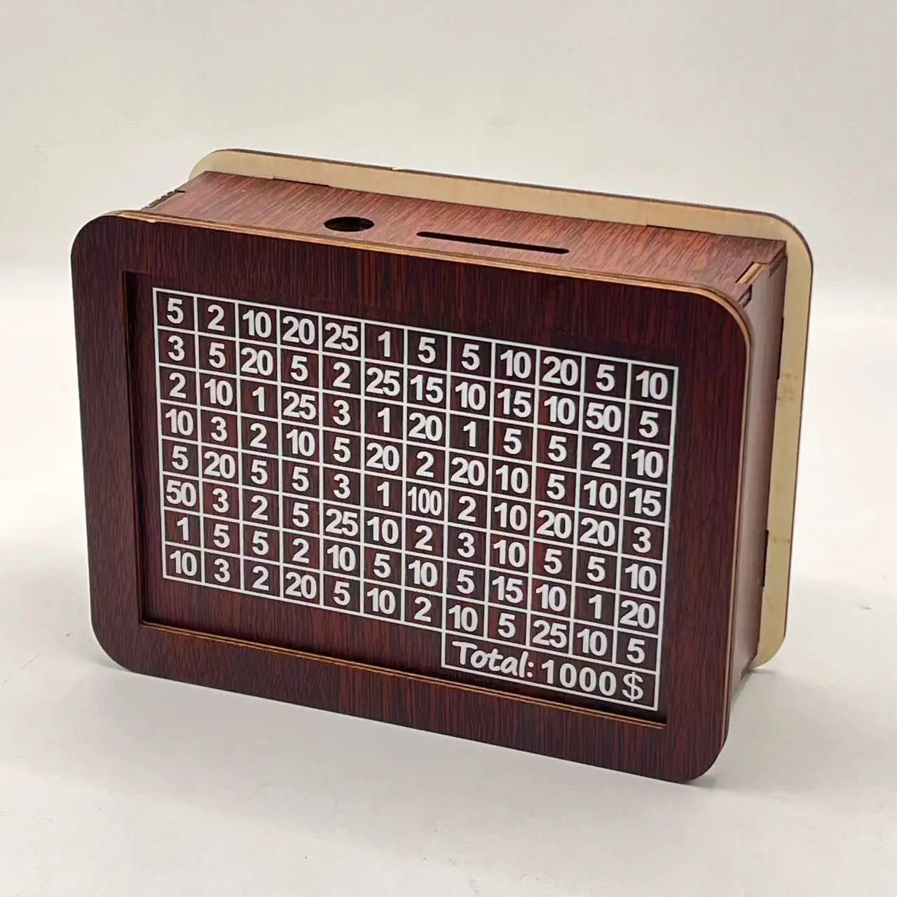 Money Box, Piggy Bank, Wood Money Bank, Reusable Money Box with Saving Goal and Numbers To Check for Helps The Habit of Saving