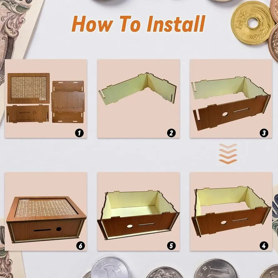 1000/2000/3000/5000/10000 Euro Money Box Wooden Piggy Bank with Reusable Money Box with Saving Goal and Numbers Boxes 1