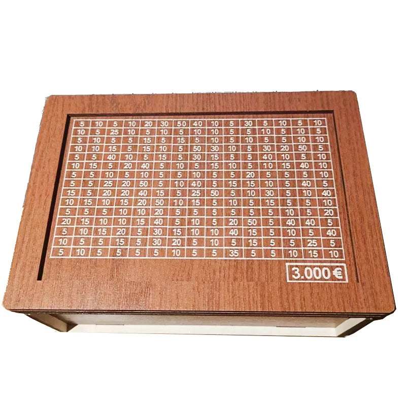 Money Box, Piggy Bank, Wood Money Bank, Reusable Money Box with Saving Goal and Numbers To Check for Helps The Habit of Saving