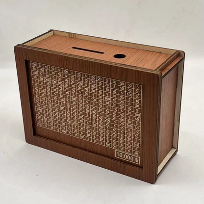 Money Box, Piggy Bank, Wood Money Bank, Reusable Money Box with Saving Goal and Numbers To Check for Helps The Habit of Saving