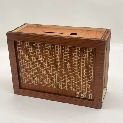 Money Box, Piggy Bank, Wood Money Bank, Reusable Money Box with Saving Goal and Numbers To Check for Helps The Habit of Saving