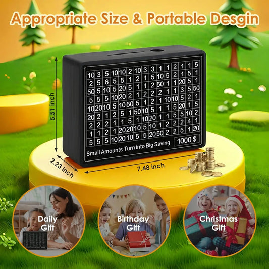 Money Box with Counter Reusable wooden piggy bank with savings goal