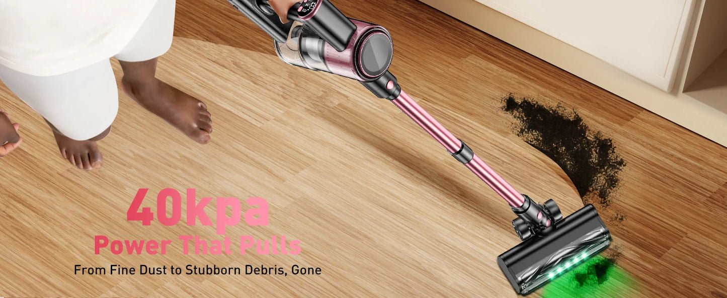 Cordless Vacuum Cleaner, 40Kpa/500W/45min 10 in 1 Powerful Stick Vacuum Cleaner for Home Pet Hair/Hard Floor/Carpet