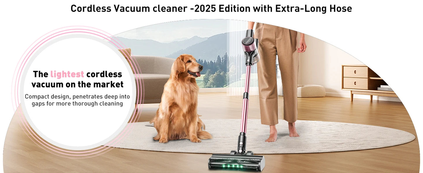 Cordless Vacuum Cleaner, 40Kpa/500W/45min 10 in 1 Powerful Stick Vacuum Cleaner for Home Pet Hair/Hard Floor/Carpet