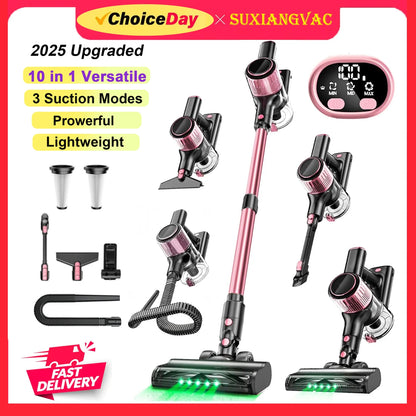 Cordless Vacuum Cleaner, 40Kpa/500W/45min 10 in 1 Powerful Stick Vacuum Cleaner for Home Pet Hair/Hard Floor/Carpet