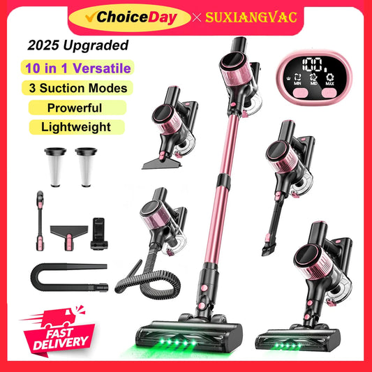 Cordless Vacuum Cleaner, 40Kpa/500W/45min 10 in 1 Powerful Stick Vacuum Cleaner for Home Pet Hair/Hard Floor/Carpet