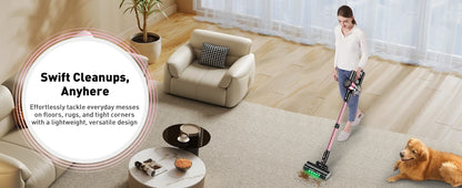 Cordless Vacuum Cleaner, 40Kpa/500W/45min 10 in 1 Powerful Stick Vacuum Cleaner for Home Pet Hair/Hard Floor/Carpet