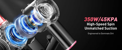 Cordless Vacuum Cleaner, 40Kpa/500W/45min 10 in 1 Powerful Stick Vacuum Cleaner for Home Pet Hair/Hard Floor/Carpet