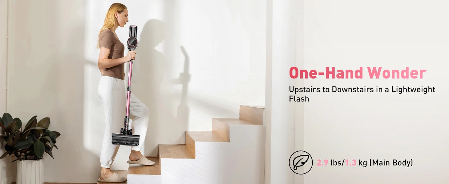 Cordless Vacuum Cleaner, 40Kpa/500W/45min 10 in 1 Powerful Stick Vacuum Cleaner for Home Pet Hair/Hard Floor/Carpet