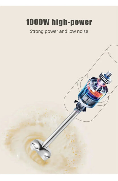1000W Kitchen Immersion Blender 4 in 1 Stainless Steel handhold veggie Meat Chopper leg Whisk smothie pack