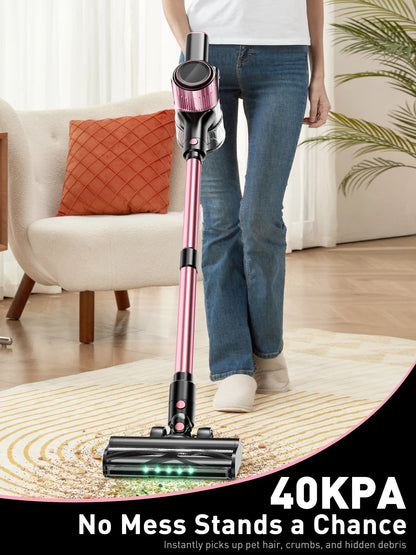 Cordless Vacuum Cleaner, 40Kpa/500W/45min 10 in 1 Powerful Stick Vacuum Cleaner for Home Pet Hair/Hard Floor/Carpet