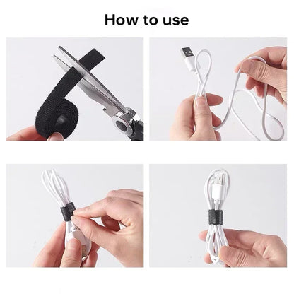 Wholesale 2/5M/Roll 12mm Width Cable Organizer USB Cable Winder Management nylon Free Cut Ties Mouse earphone Cord cable ties